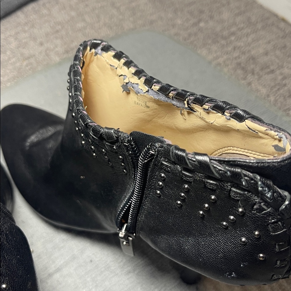 Enzo Angiolini Black Studded Leather Booties - Picture 5 of 7